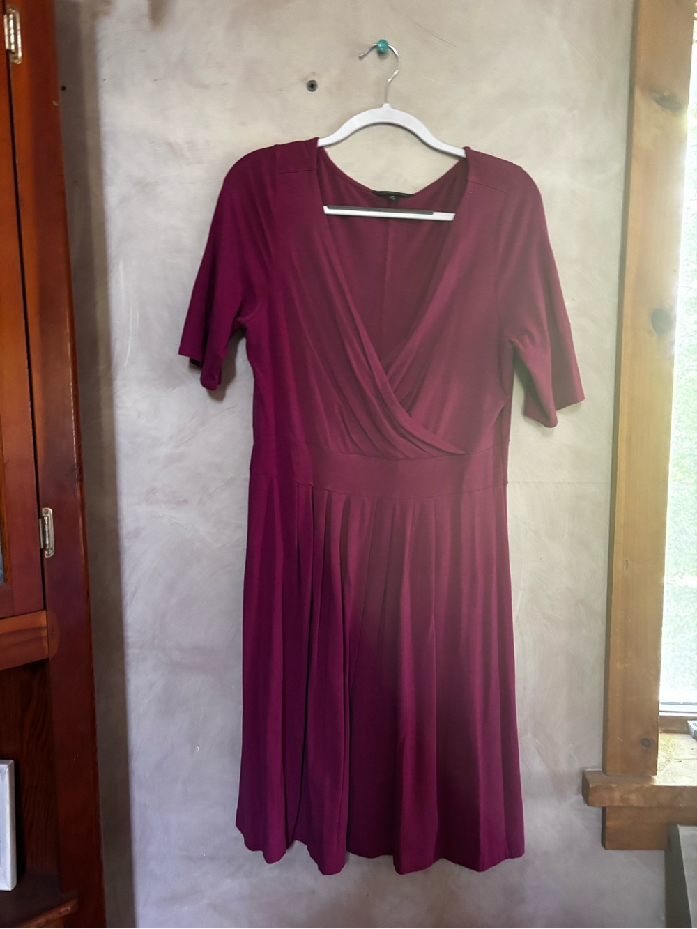 Women's Burgundy Wrap-Style Dress